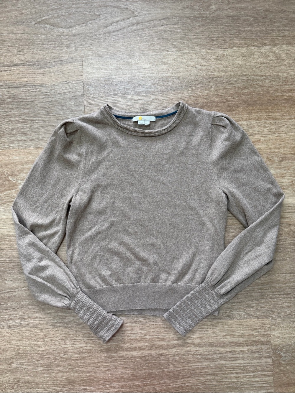 Boden Wool Blend Sweater Women's Size 10 Pointelle Detail Tan